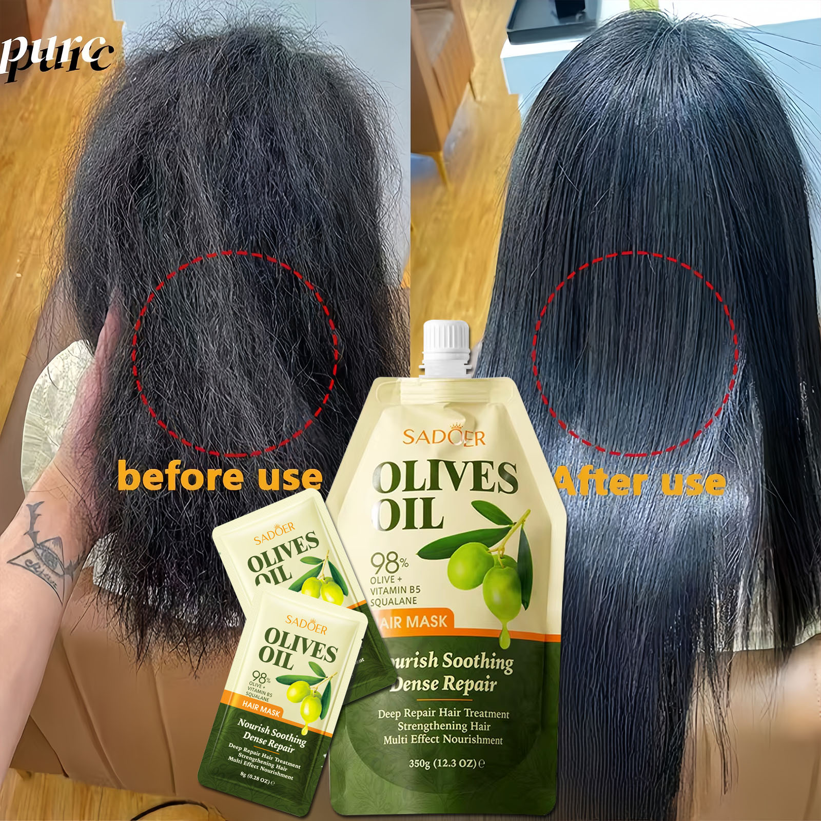 1/2Bags Olive Oil Hair Mask Co - Hair Care Olive Oil avaliação e preço