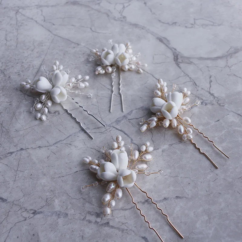 Natural pearl ceramic flowers  - Hair Care Zinc avaliação e preço