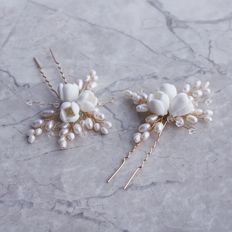 Natural pearl ceramic flowers  - Hair Care Zinc avaliação e preço