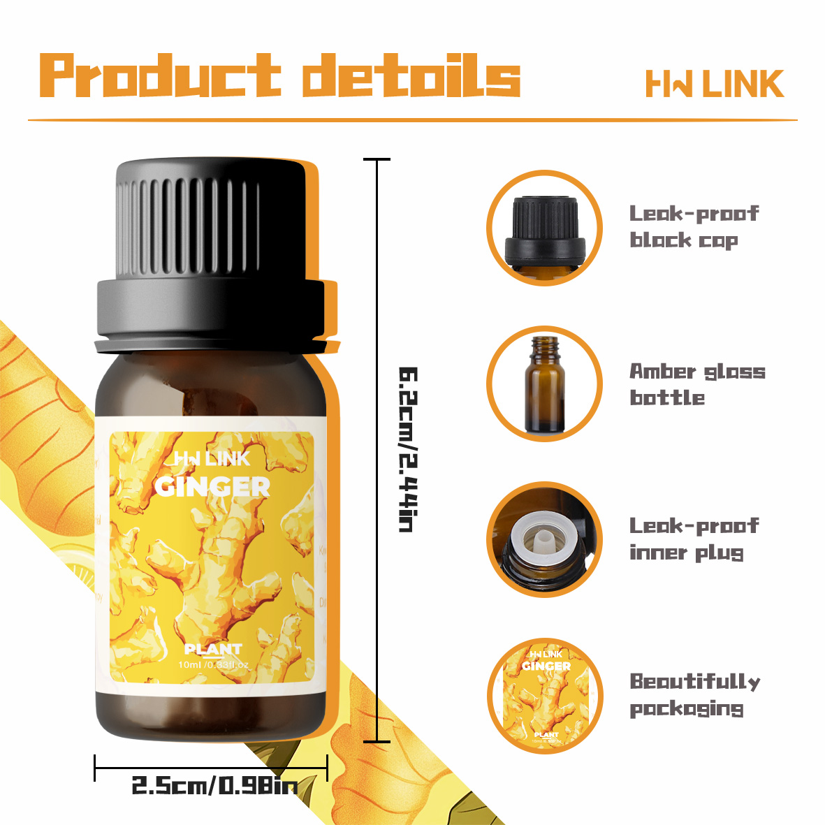 Ginger Oil 100%Pure Natural Gi - Hair Care Essential Oil avaliação e preço