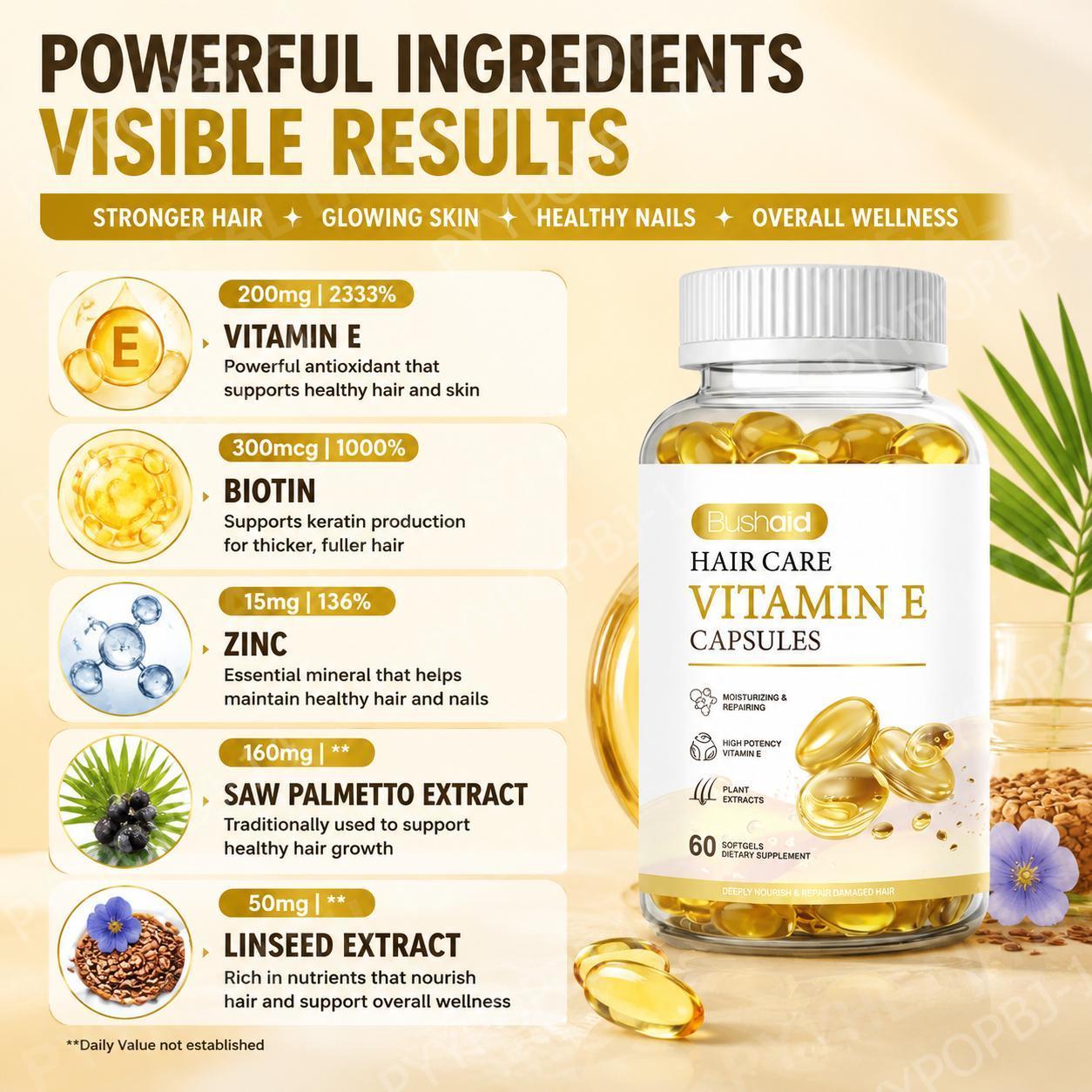 BushAid Hair Care Vitamin E So - Hair Care Zinc avaliação e preço